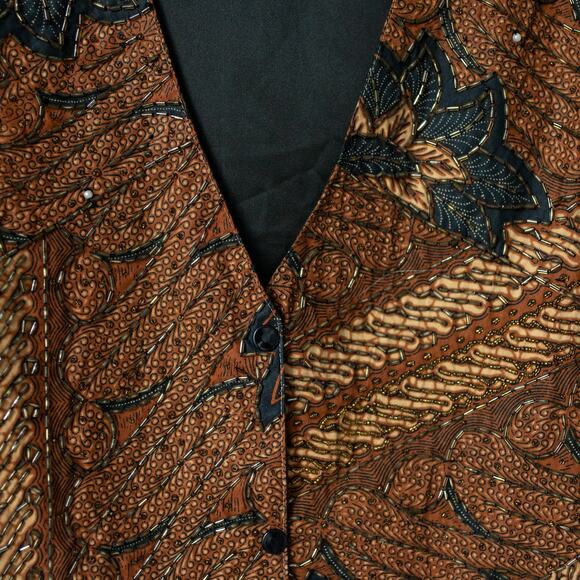 Ana Mori Vintage Beaded Vest - Made in Indonesia - Bold Ethnic Print - O/S - Picture 8 of 10